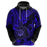 Hawaii Shaka Sign Hoodie With Polynesian Hibiscus Navy Blue Unique LT01 - Polynesian Pride
