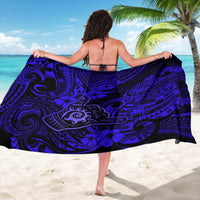 Hawaii Shaka Sign Sarong With Polynesian Hibiscus Navy Blue Unique LT01 - Polynesian Pride