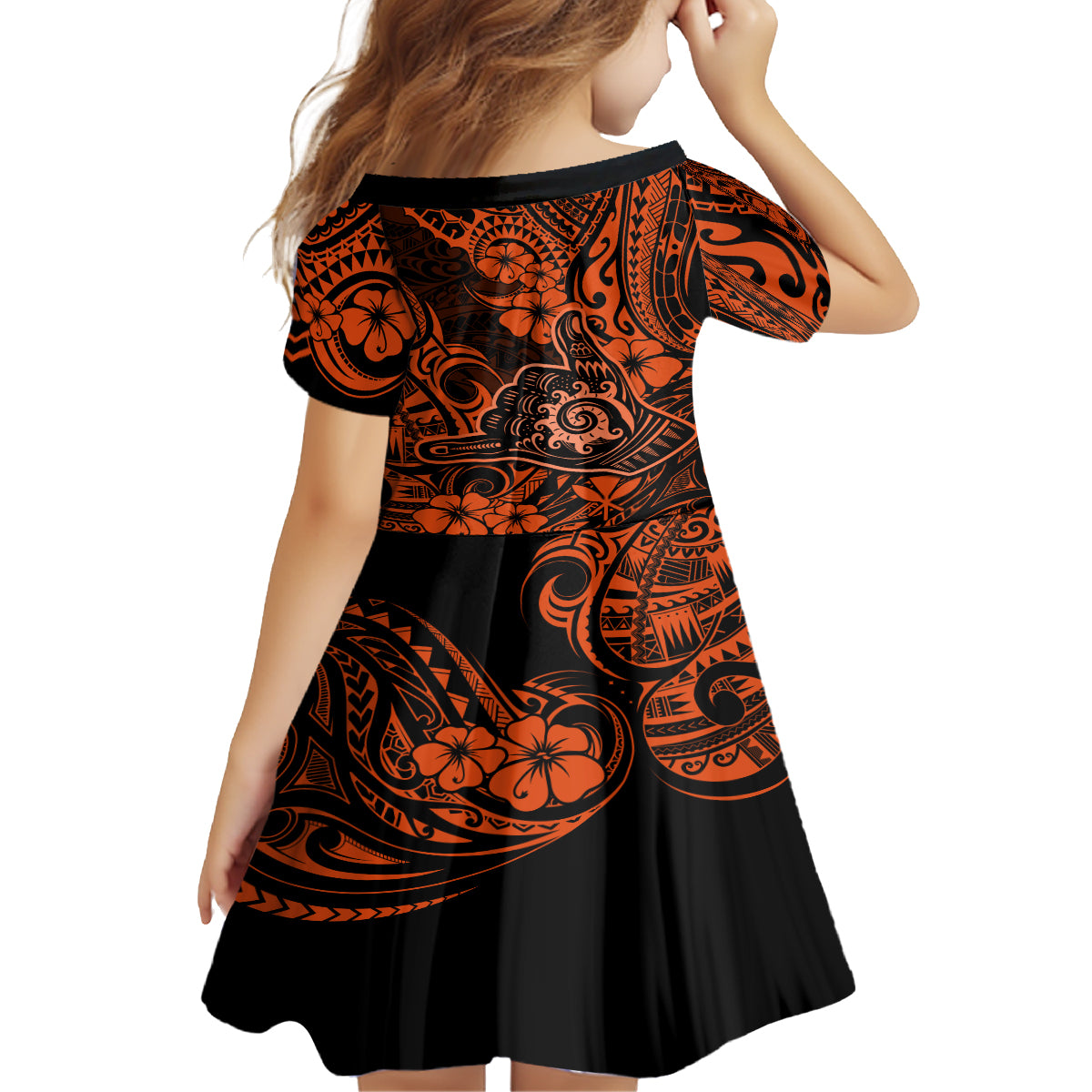 Hawaii Shaka Sign Family Matching Puletasi Dress and Hawaiian Shirt With Polynesian Hibiscus Orange Unique LT01 - Polynesian Pride