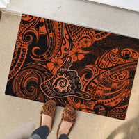 Hawaii Shaka Sign Rubber Doormat With Polynesian Hibiscus Orange Unique LT01 - Polynesian Pride