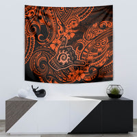 Hawaii Shaka Sign Tapestry With Polynesian Hibiscus Orange Unique LT01 - Polynesian Pride