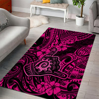 Hawaii Shaka Sign Area Rug With Polynesian Hibiscus Pink Unique LT01 - Polynesian Pride