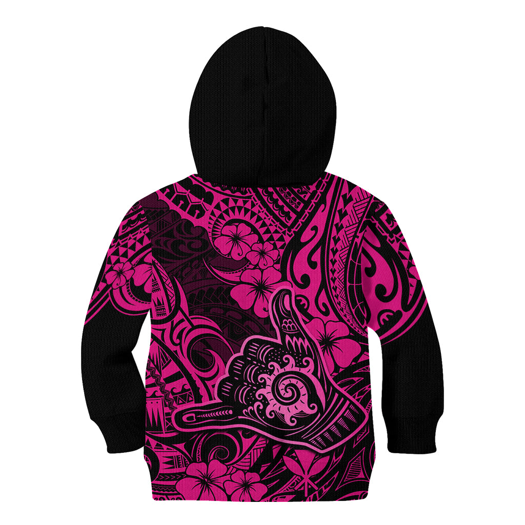 Hawaii Shaka Sign Kid Hoodie With Polynesian Hibiscus Pink Unique LT01 - Polynesian Pride