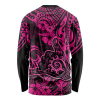 Hawaii Shaka Sign Long Sleeve Shirt With Polynesian Hibiscus Pink Unique LT01 - Polynesian Pride