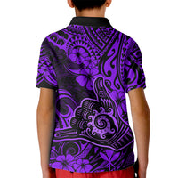 Hawaii Shaka Sign Kid Polo Shirt Polynesian Pattern Purple Version LT01 - Polynesian Pride