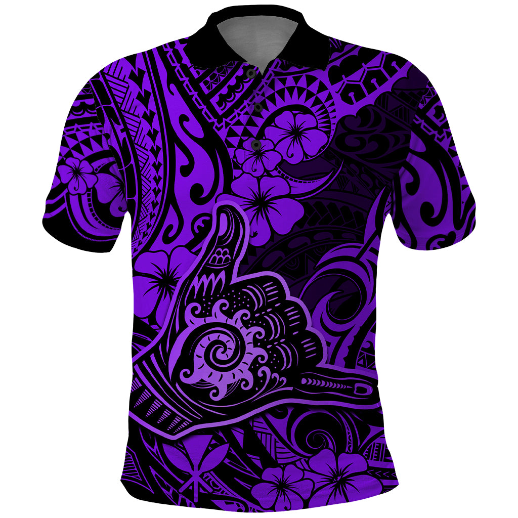 Hawaii Shaka Sign Polo Shirt Polynesian Pattern Purple Version LT01 Purple - Polynesian Pride