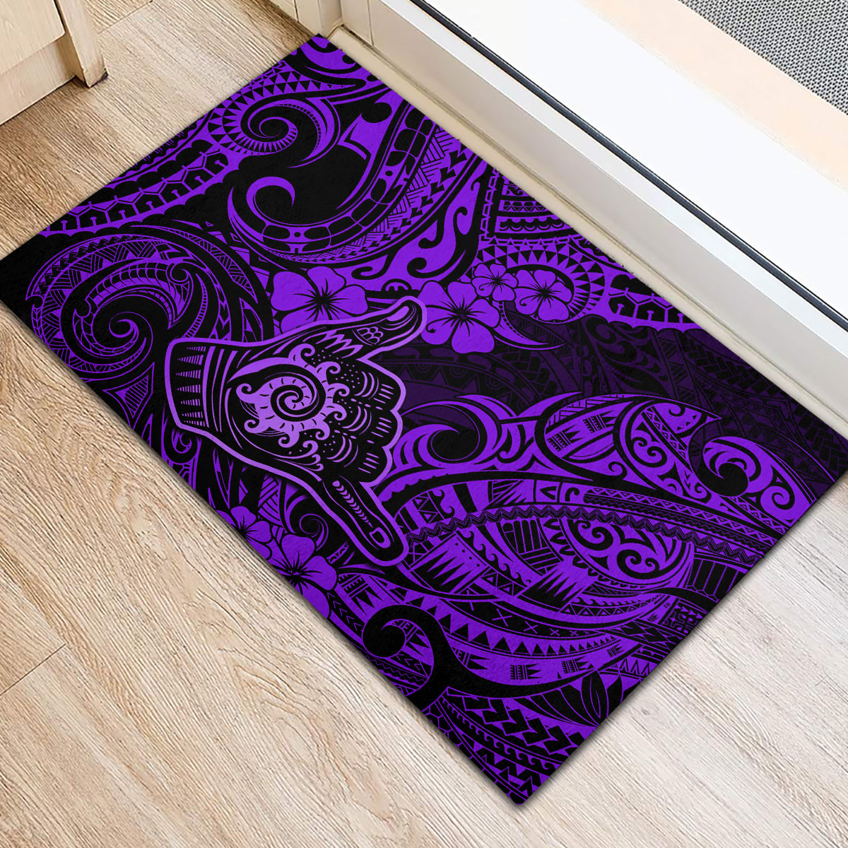 Hawaii Shaka Sign Rubber Doormat Polynesian Pattern Purple Version LT01 - Polynesian Pride