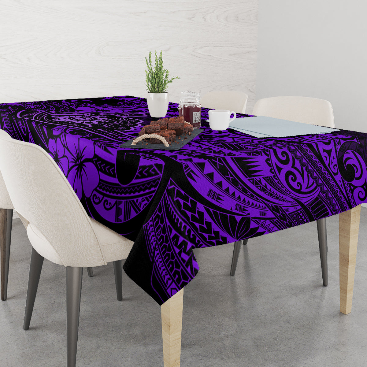 Hawaii Shaka Sign Tablecloth Polynesian Pattern Purple Version LT01 - Polynesian Pride