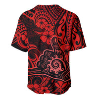 Hawaii Shaka Sign Baseball Jersey Polynesian Pattern Red Version LT01 - Polynesian Pride