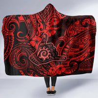 Hawaii Shaka Sign Hooded Blanket Polynesian Pattern Red Version LT01 - Polynesian Pride