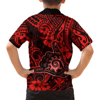 Hawaii Shaka Sign Kid Hawaiian Shirt Polynesian Pattern Red Version LT01 - Polynesian Pride