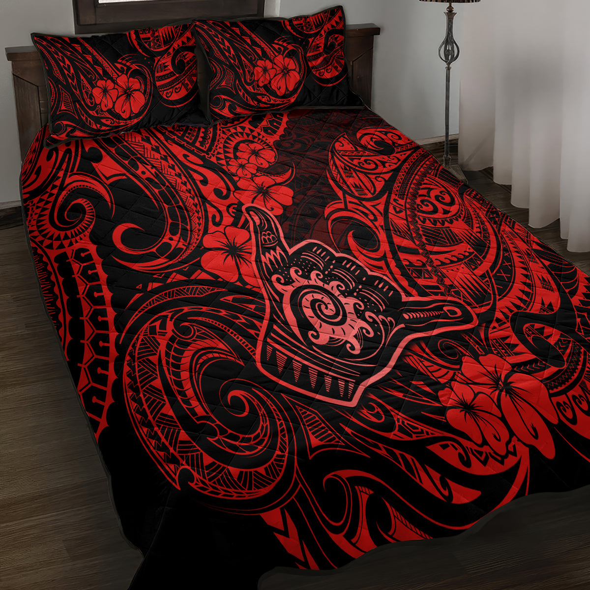 Hawaii Shaka Sign Quilt Bed Set Polynesian Pattern Red Version LT01 - Polynesian Pride