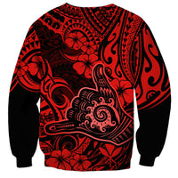 Hawaii Shaka Sign Sweatshirt Polynesian Pattern Red Version LT01 - Polynesian Pride