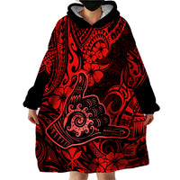 Hawaii Shaka Sign Wearable Blanket Hoodie Polynesian Pattern Red Version LT01 - Polynesian Pride