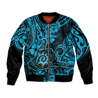 Hawaii Shaka Sign Bomber Jacket Polynesian Pattern Sky Blue Version LT01 Unisex Blue - Polynesian Pride