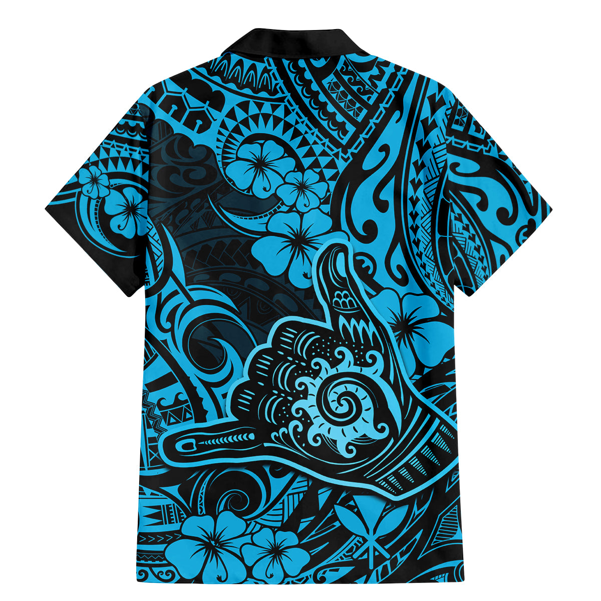 Hawaii Shaka Sign Family Matching Mermaid Dress and Hawaiian Shirt Polynesian Pattern Sky Blue Version LT01 - Polynesian Pride