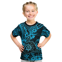 Hawaii Shaka Sign Kid T Shirt Polynesian Pattern Sky Blue Version LT01 Blue - Polynesian Pride