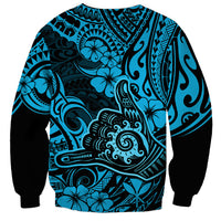Hawaii Shaka Sign Sweatshirt Polynesian Pattern Sky Blue Version LT01 - Polynesian Pride
