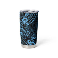Hawaii Shaka Sign Tumbler Cup Polynesian Pattern Sky Blue Version