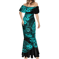 Hawaii Shaka Sign Mermaid Dress Polynesian Pattern Turquoise Version LT01 - Polynesian Pride