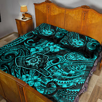 Hawaii Shaka Sign Quilt Bed Set Polynesian Pattern Turquoise Version LT01 - Polynesian Pride