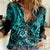 Hawaii Shaka Sign Women Casual Shirt Polynesian Pattern Turquoise Version LT01 Female Turquoise - Polynesian Pride