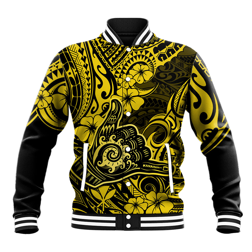 Hawaii Shaka Sign Baseball Jacket Polynesian Pattern Yellow Version LT01 Unisex Yellow - Polynesian Pride