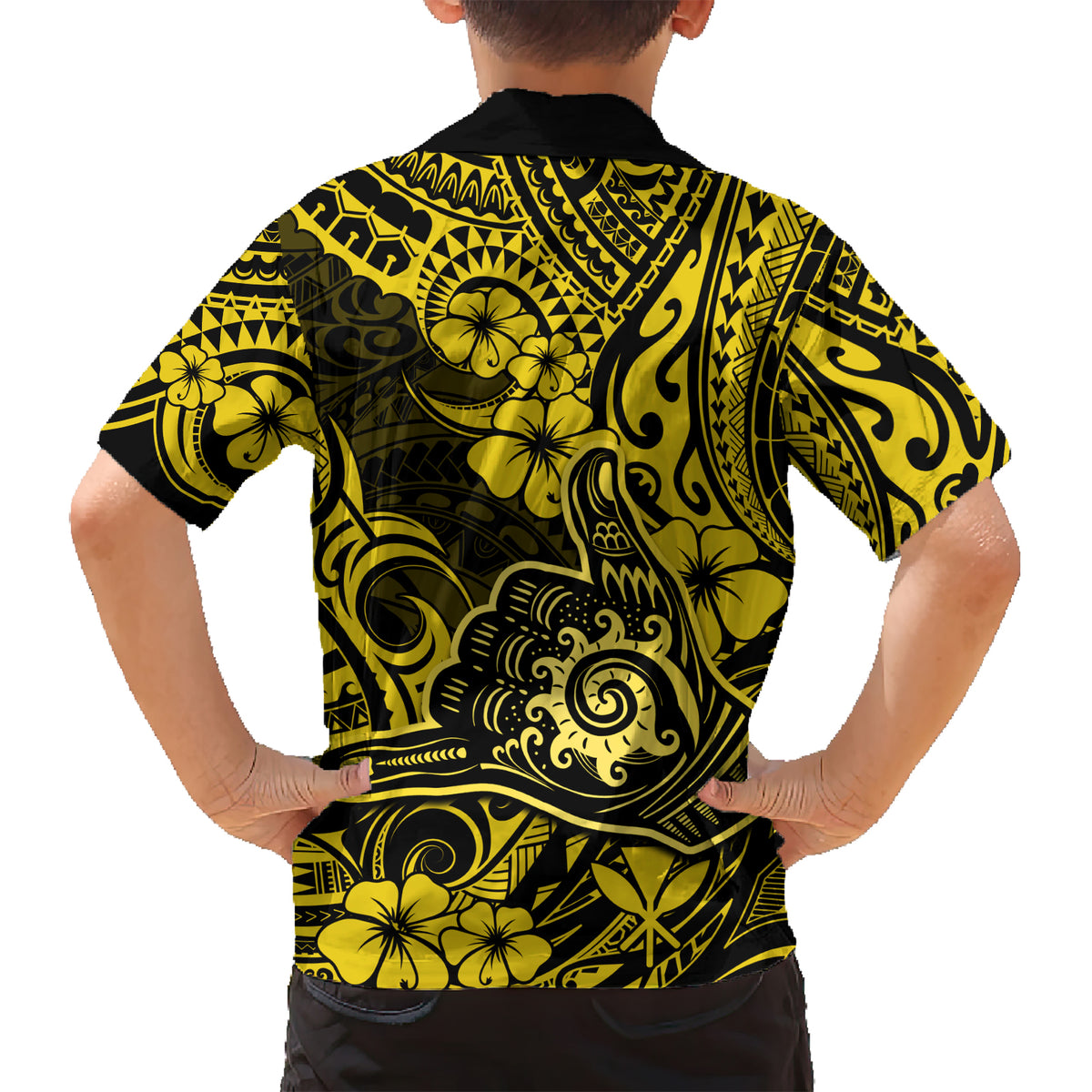 Hawaii Shaka Sign Kid Hawaiian Shirt Polynesian Pattern Yellow Version LT01 - Polynesian Pride