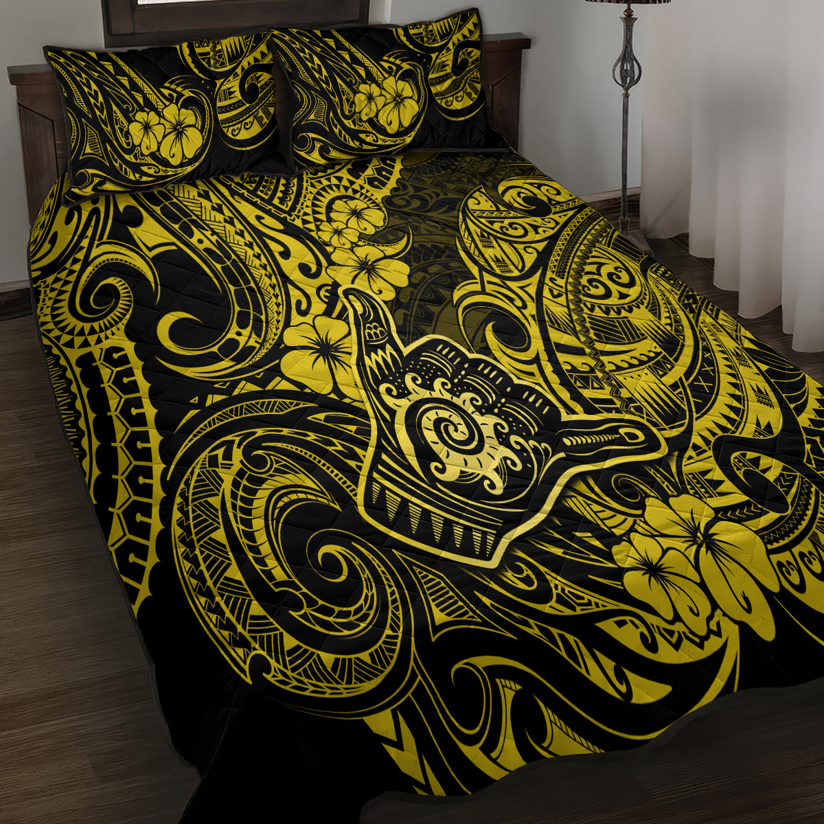 Hawaii Shaka Sign Quilt Bed Set Polynesian Pattern Yellow Version LT01 - Polynesian Pride