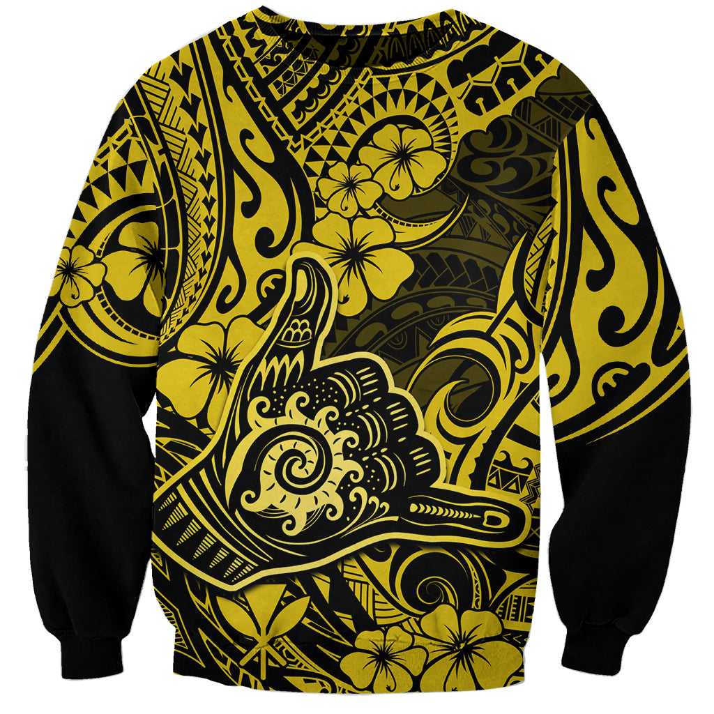 Hawaii Shaka Sign Sweatshirt Polynesian Pattern Yellow Version LT01 Unisex Yellow - Polynesian Pride