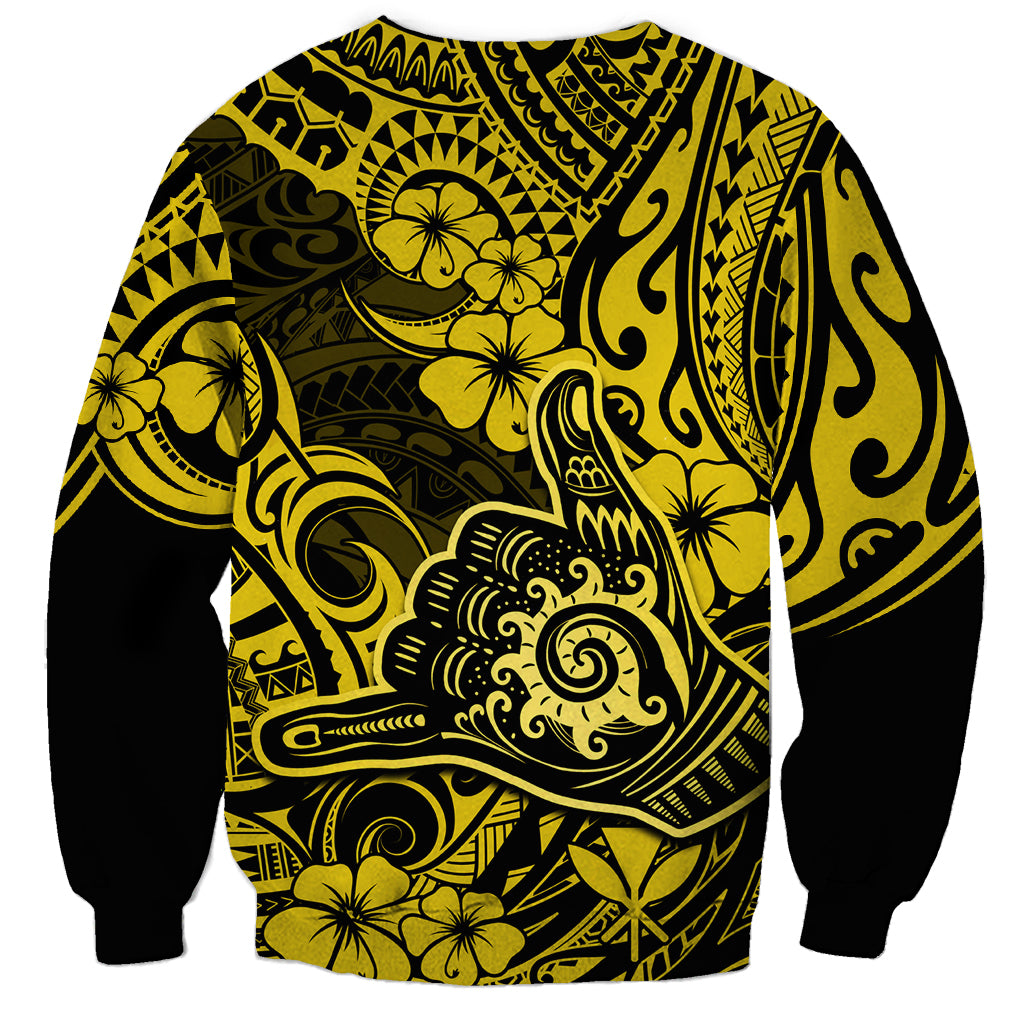 Hawaii Shaka Sign Sweatshirt Polynesian Pattern Yellow Version LT01 - Polynesian Pride