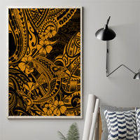 Hawaii Shark Canvas Wall Art Polynesian Pattern Gold Version LT01 - Polynesian Pride