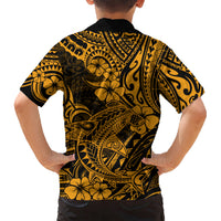 Hawaii Shark Kid Hawaiian Shirt Polynesian Pattern Gold Version LT01 - Polynesian Pride