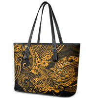 Hawaii Shark Leather Tote Bag Polynesian Pattern Gold Version LT01 - Polynesian Pride