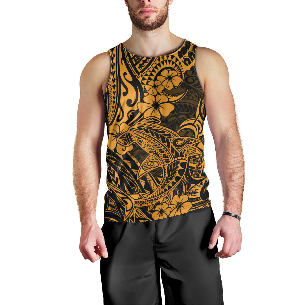 Hawaii Shark Men Tank Top Polynesian Pattern Gold Version LT01 - Polynesian Pride