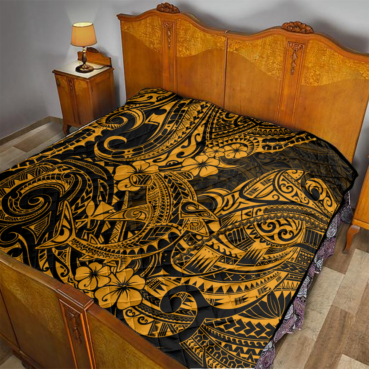 Hawaii Shark Quilt Polynesian Pattern Gold Version LT01 - Polynesian Pride
