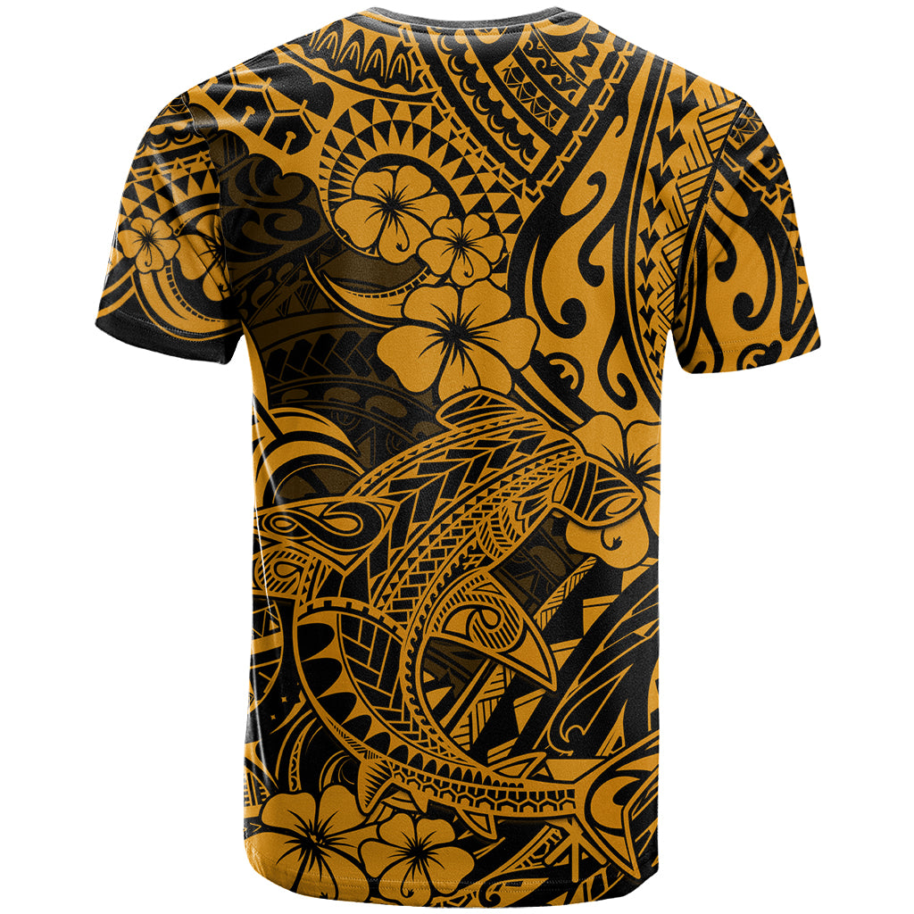 Hawaii Shark T Shirt Polynesian Pattern Gold Version LT01 - Polynesian Pride
