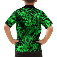 Hawaii Shark Kid Hawaiian Shirt Polynesian Pattern Green Version LT01 - Polynesian Pride