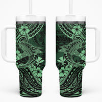 Hawaii Shark Tumbler With Handle Polynesian Pattern Green Version