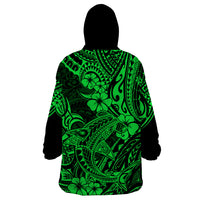 Hawaii Shark Wearable Blanket Hoodie Polynesian Pattern Green Version LT01 - Polynesian Pride