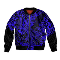 Hawaii Shark Bomber Jacket Polynesian Pattern Navy Blue Version LT01 Unisex Blue - Polynesian Pride