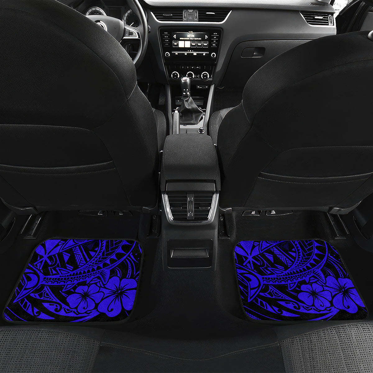 Hawaii Shark Car Mats Polynesian Pattern Navy Blue Version LT01 - Polynesian Pride