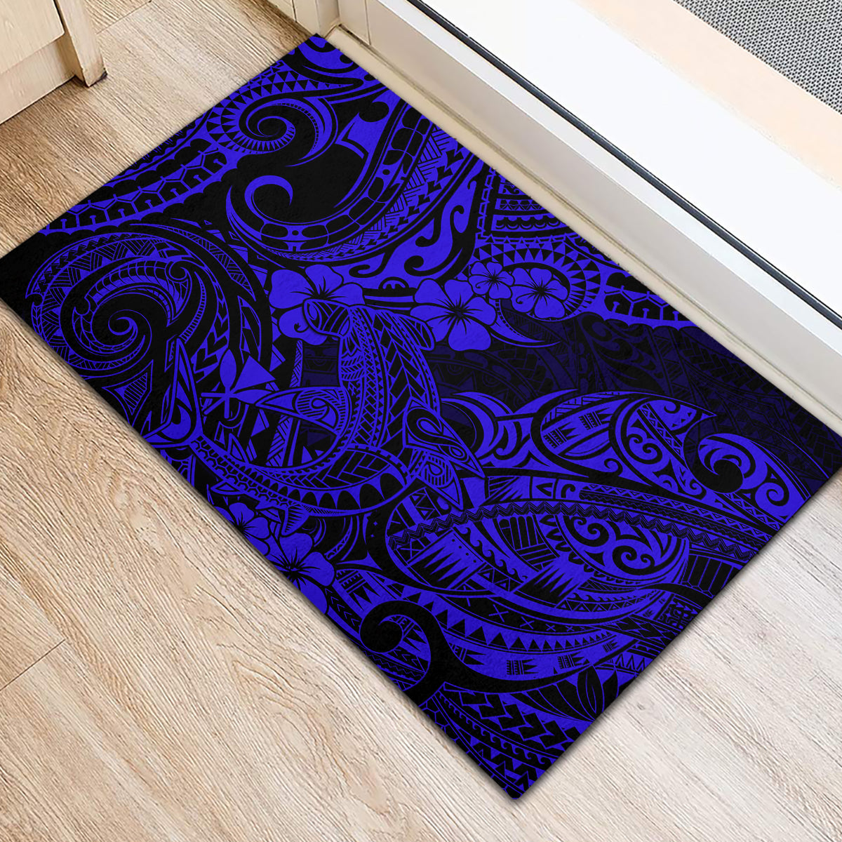 Hawaii Shark Rubber Doormat Polynesian Pattern Navy Blue Version LT01 - Polynesian Pride
