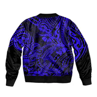 Hawaii Shark Sleeve Zip Bomber Jacket Polynesian Pattern Navy Blue Version LT01 - Polynesian Pride