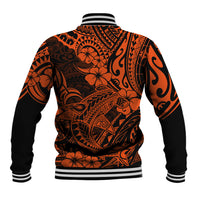 Hawaii Shark Baseball Jacket Polynesian Pattern Orange Version LT01 - Polynesian Pride