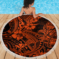 Hawaii Shark Beach Blanket Polynesian Pattern Orange Version LT01 - Wonder Print Shop