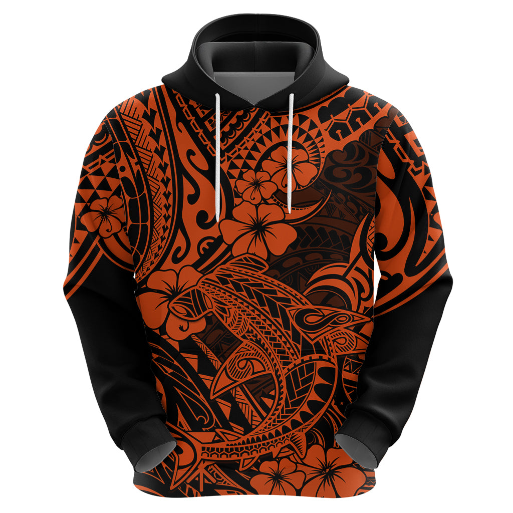 Hawaii Shark Hoodie Polynesian Pattern Orange Version LT01 - Polynesian Pride