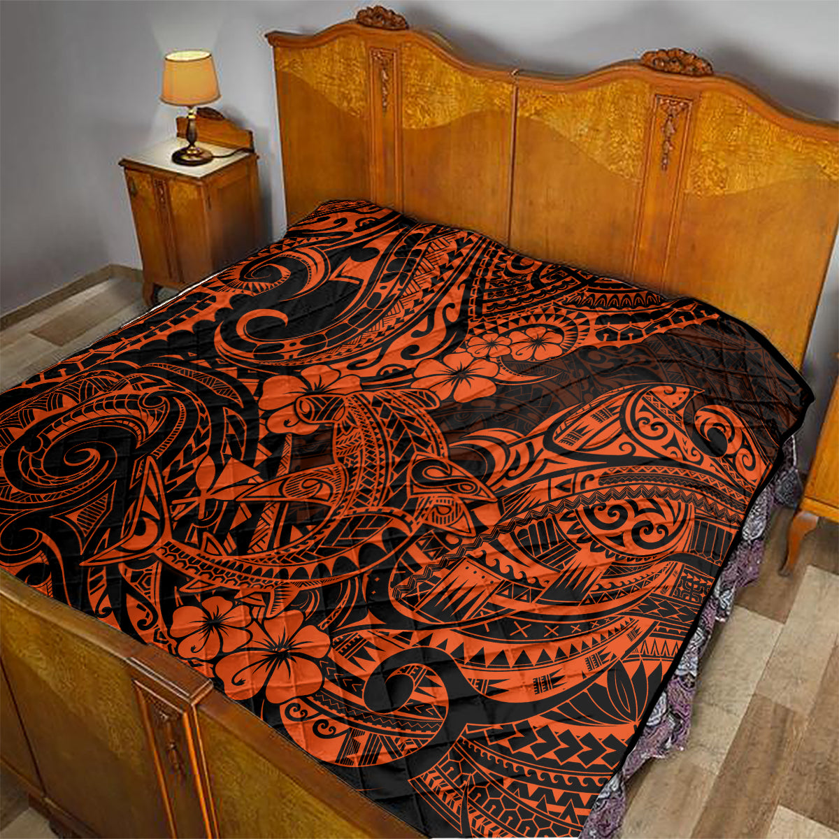 Hawaii Shark Quilt Polynesian Pattern Orange Version LT01 - Polynesian Pride