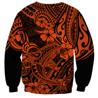Hawaii Shark Sweatshirt Polynesian Pattern Orange Version LT01 - Polynesian Pride