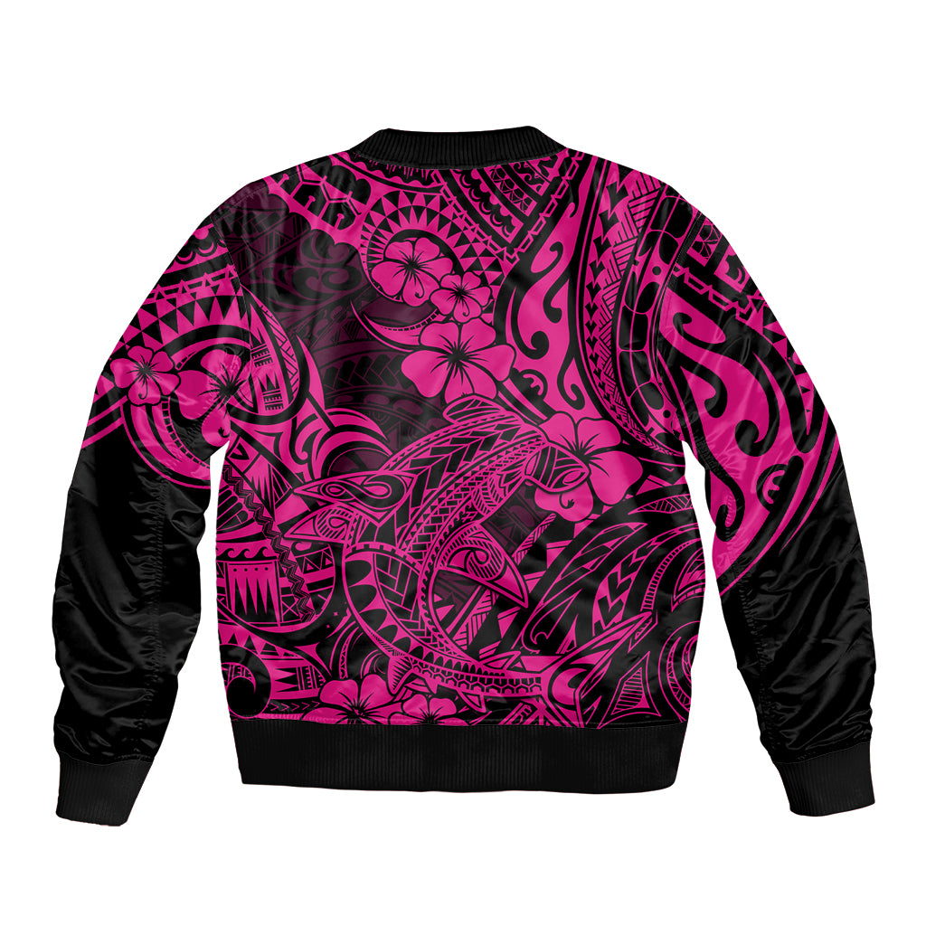 Hawaii Shark Bomber Jacket Polynesian Pattern Pink Version LT01 - Polynesian Pride